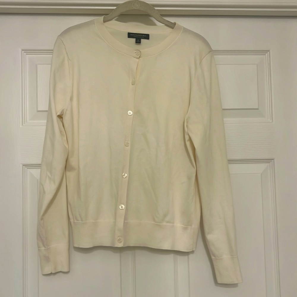 Banana Republic Cream Button-Up Cardigan